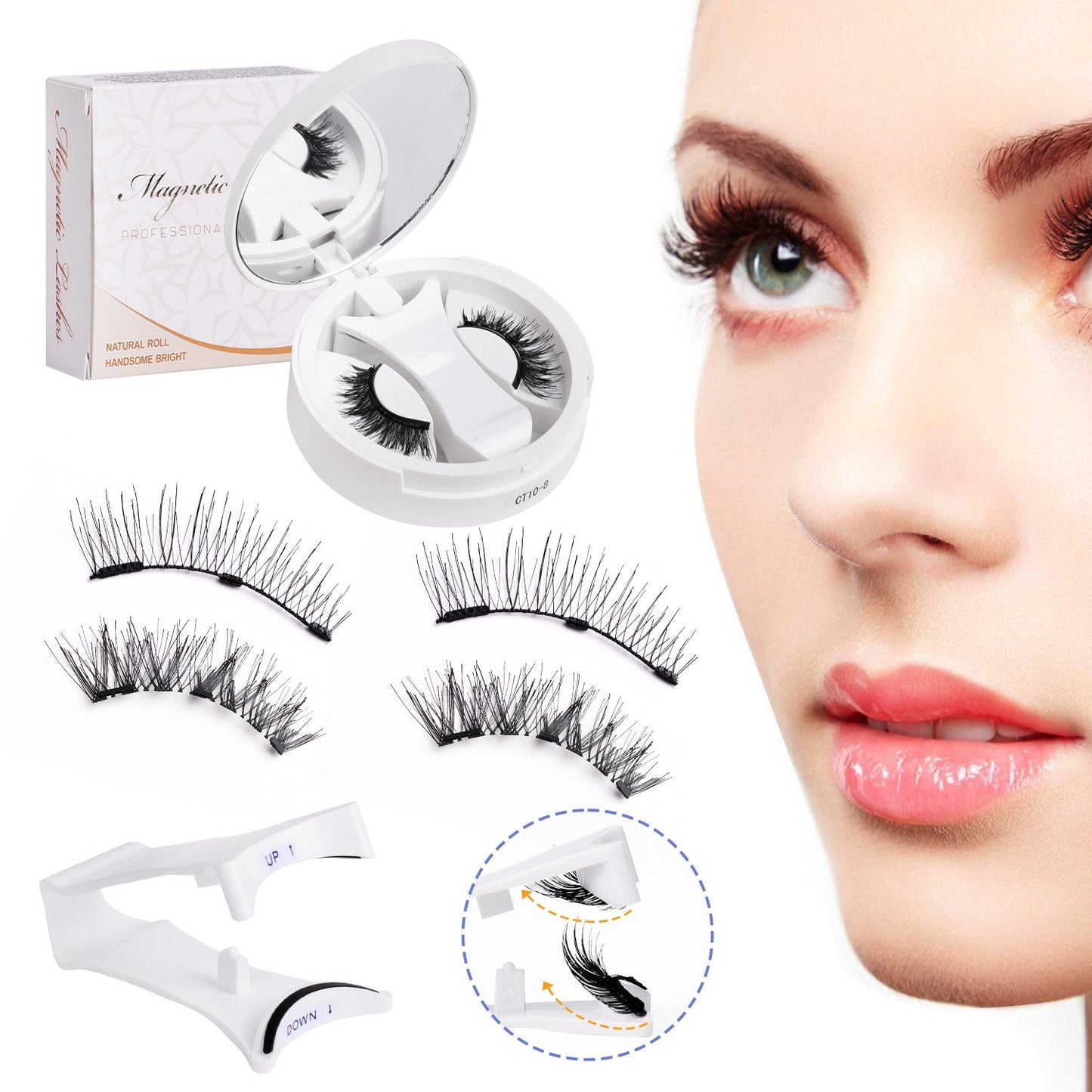 Herbruikbare magnetische wimpers met applicato