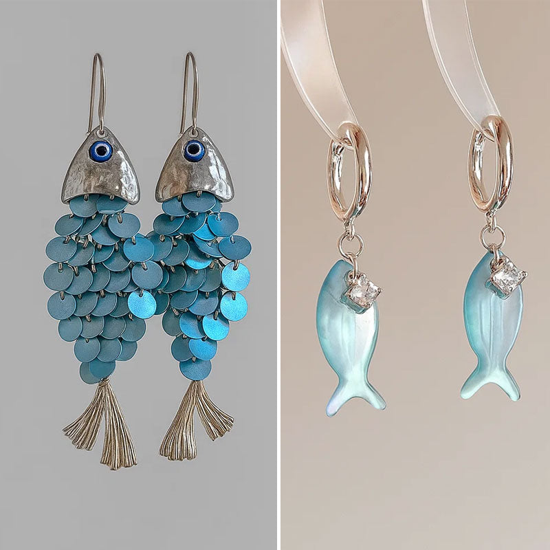 Blauwe vis oorbellen