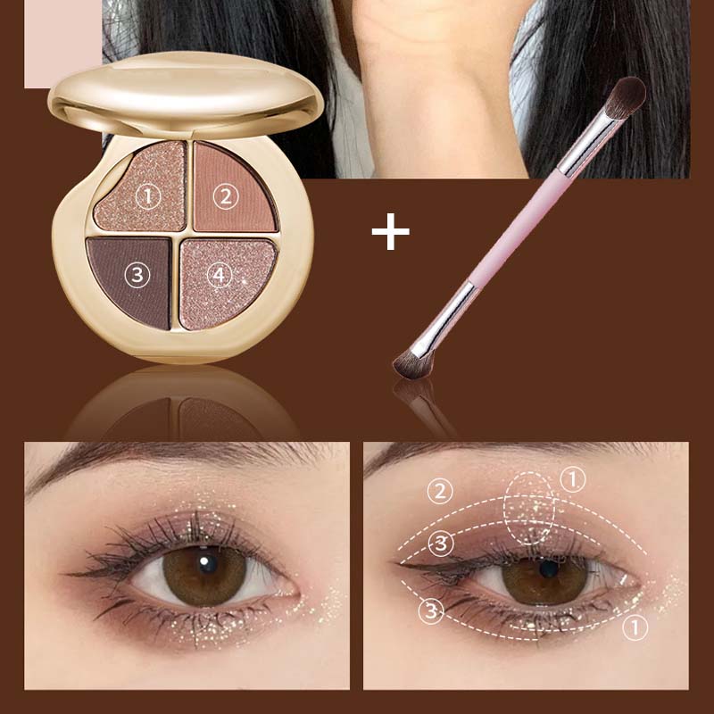 Oogschaduwpalet Starry Sky met vier kleuren (🔥Wordt geleverd met een multifunctionele make-up borstel)