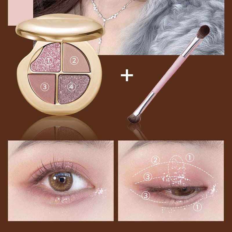 Oogschaduwpalet Starry Sky met vier kleuren (🔥Wordt geleverd met een multifunctionele make-up borstel)