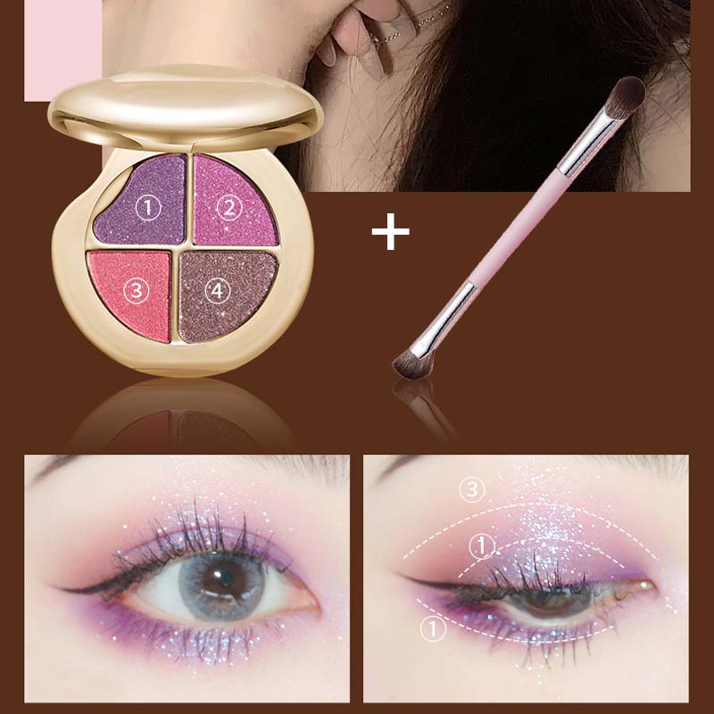 Oogschaduwpalet Starry Sky met vier kleuren (🔥Wordt geleverd met een multifunctionele make-up borstel)