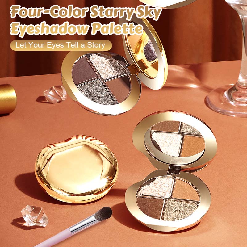 Oogschaduwpalet Starry Sky met vier kleuren (🔥Wordt geleverd met een multifunctionele make-up borstel)