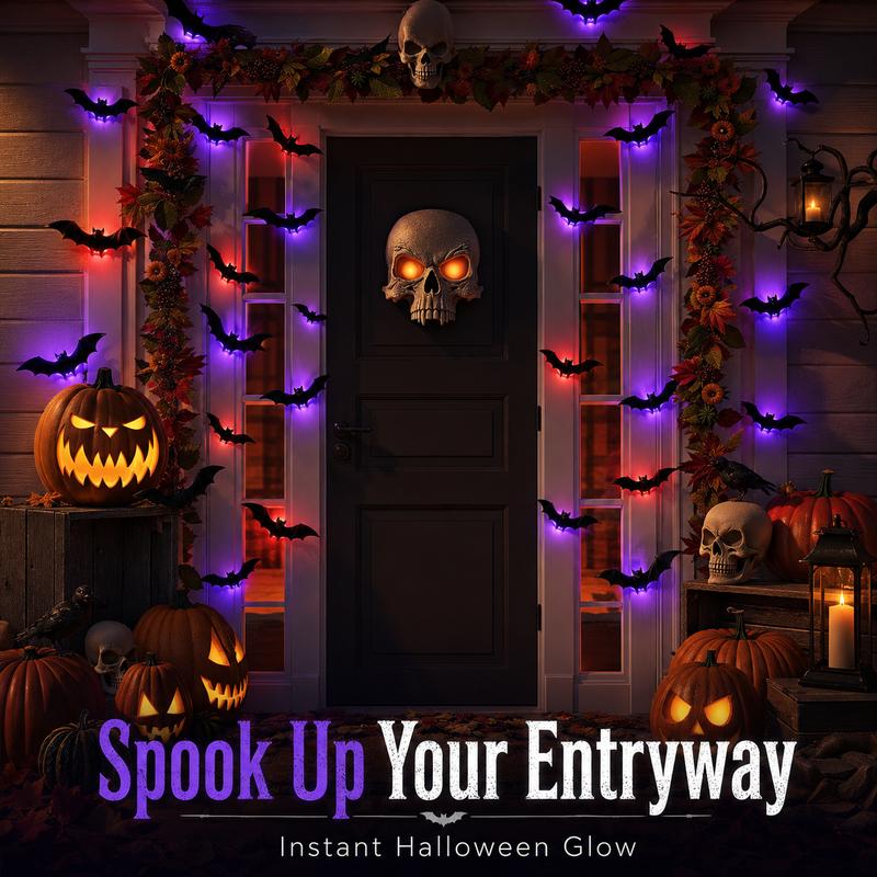 🦇Halloween-dekorasjon: 3D LED-vegglampe formet som en flaggermus