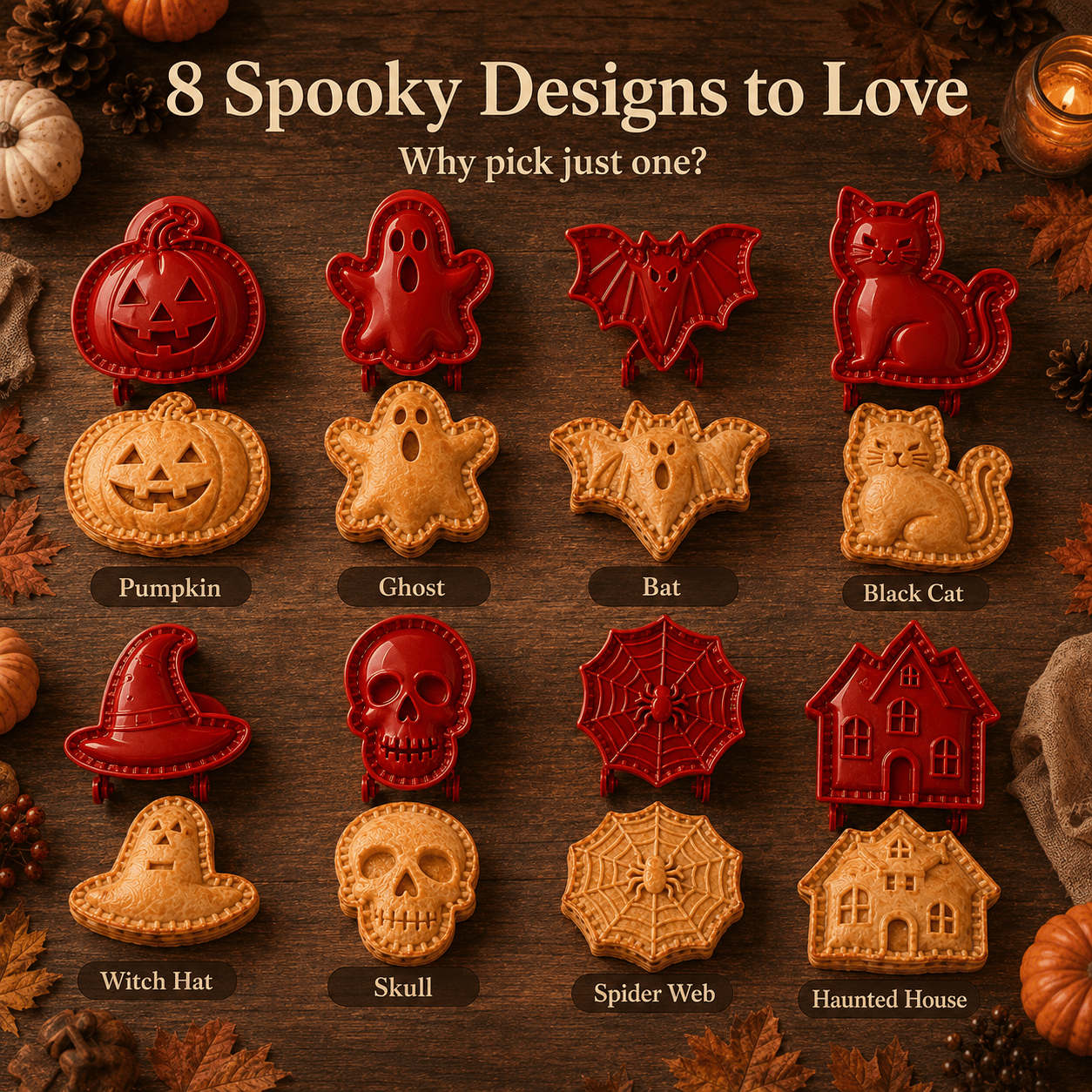 🎄🎃 8-delers paiformsett med Halloween-tema – perfekt for baking i høytiden