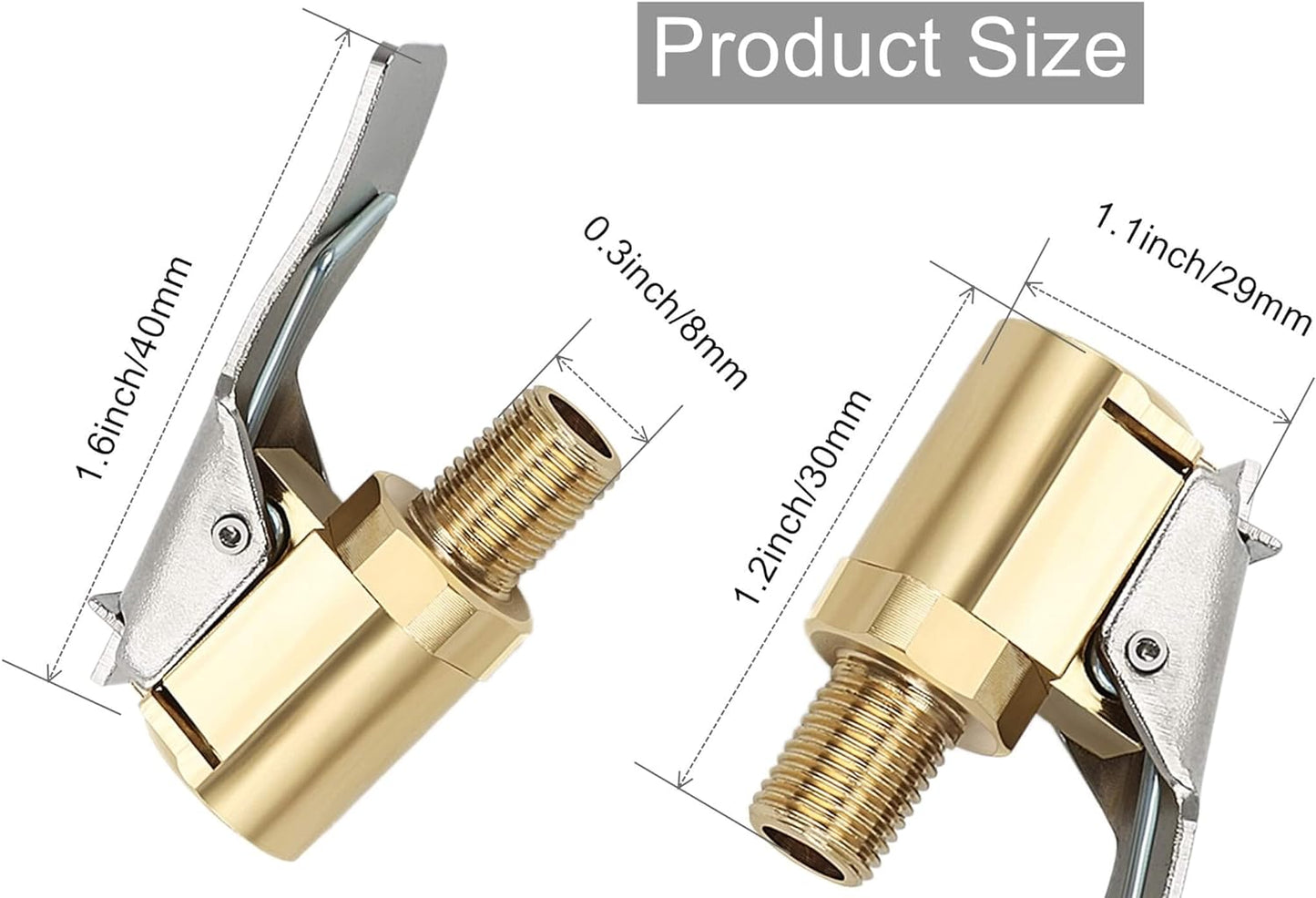 🔥Siste dag med 49 % rabatt🔥 – 2-pakning med 8 mm luftchuck for dekk med klipsadapter