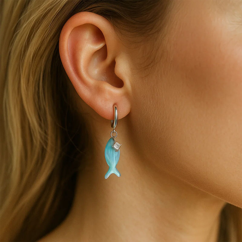 Blauwe vis oorbellen