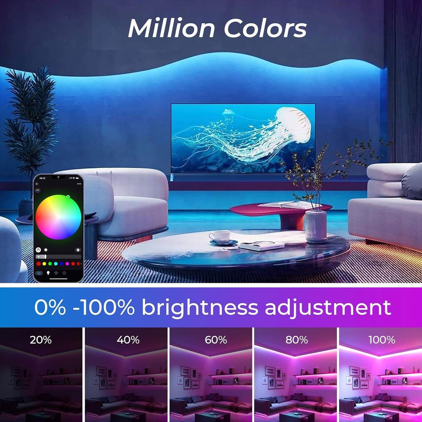 Slimme RGB neon LED-stripverlichtin