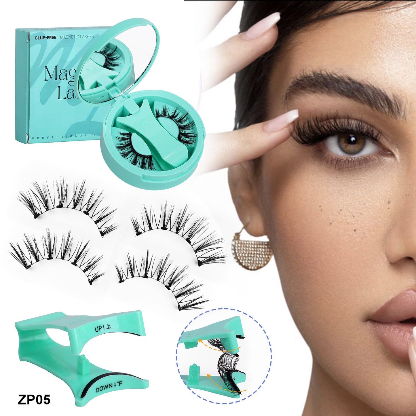 Herbruikbare magnetische wimpers met applicato