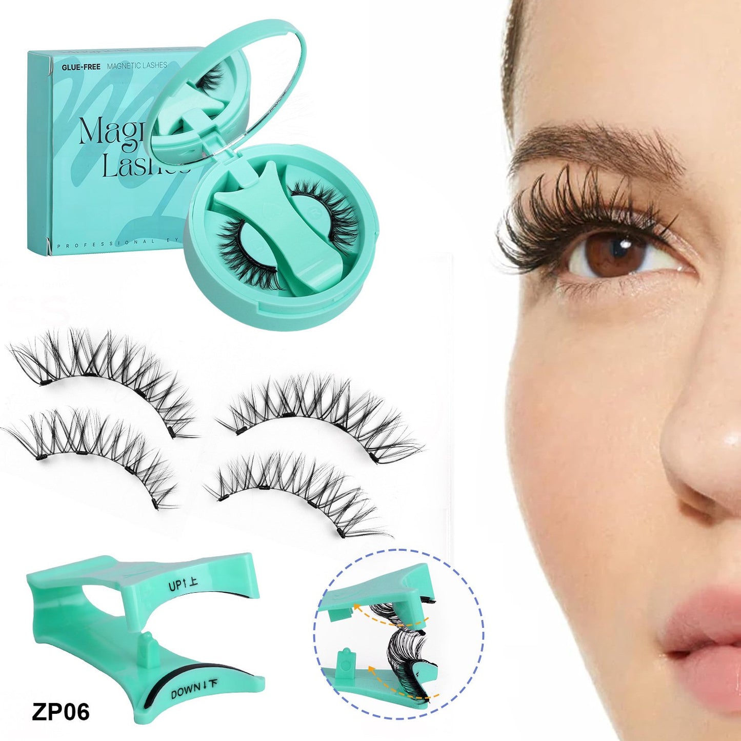 Herbruikbare magnetische wimpers met applicato