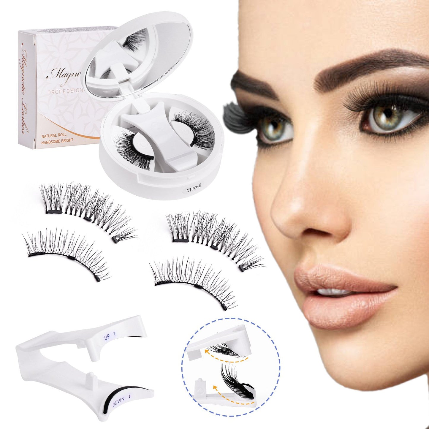 Herbruikbare magnetische wimpers met applicato