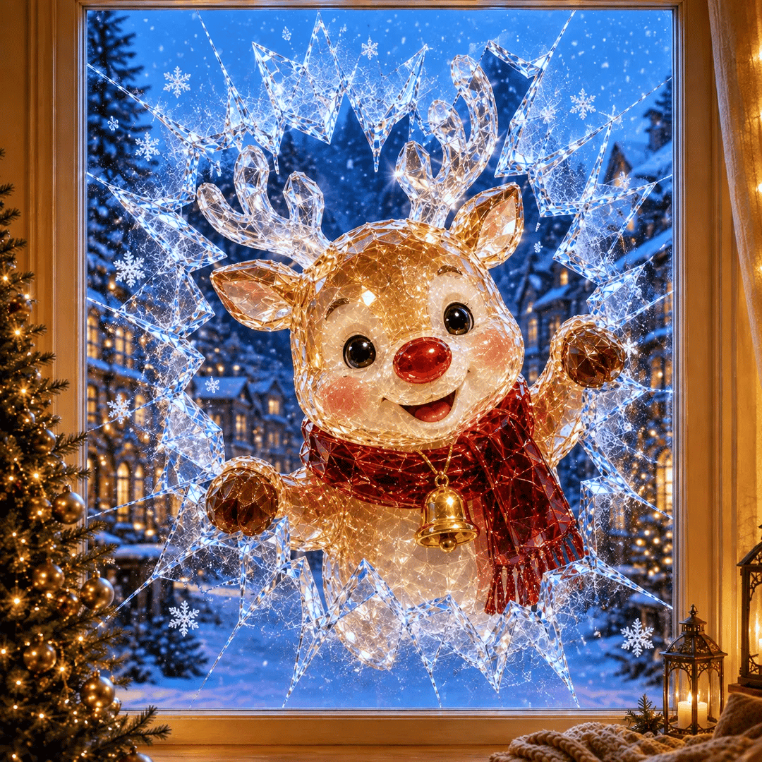 🔥 Bestselger: 49 % rabatt ✨🎄 «Crystal Christmas»-vindusdekal med knust glass-effekt – Juledekorasjon i 3D-stil