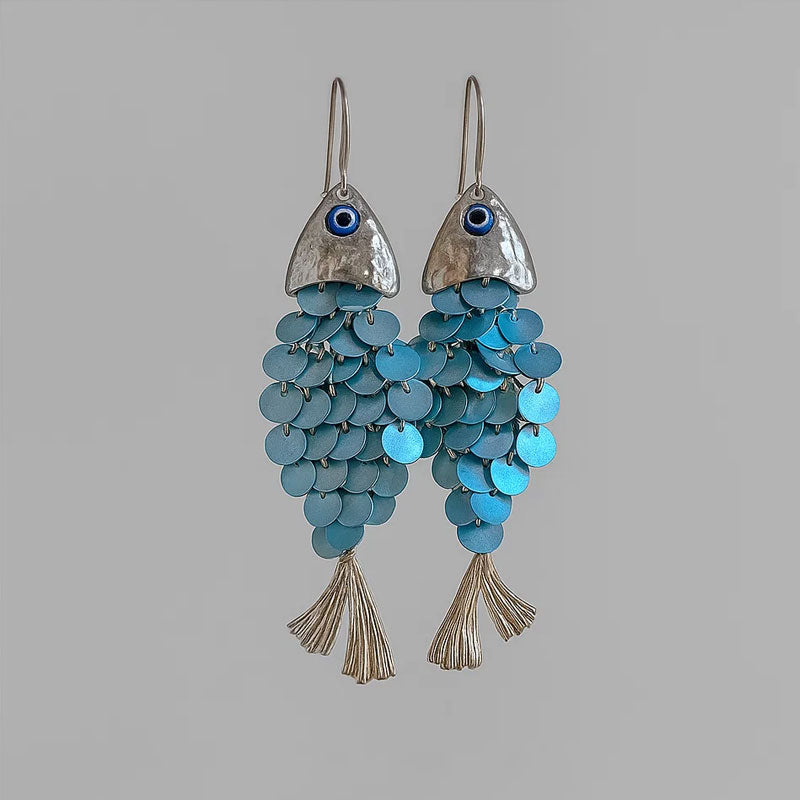 Blauwe vis oorbellen