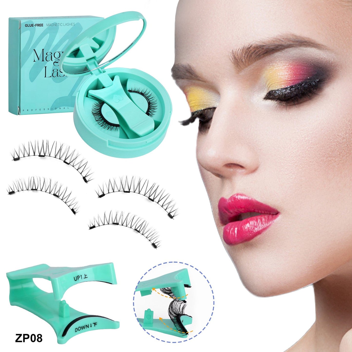 Herbruikbare magnetische wimpers met applicato