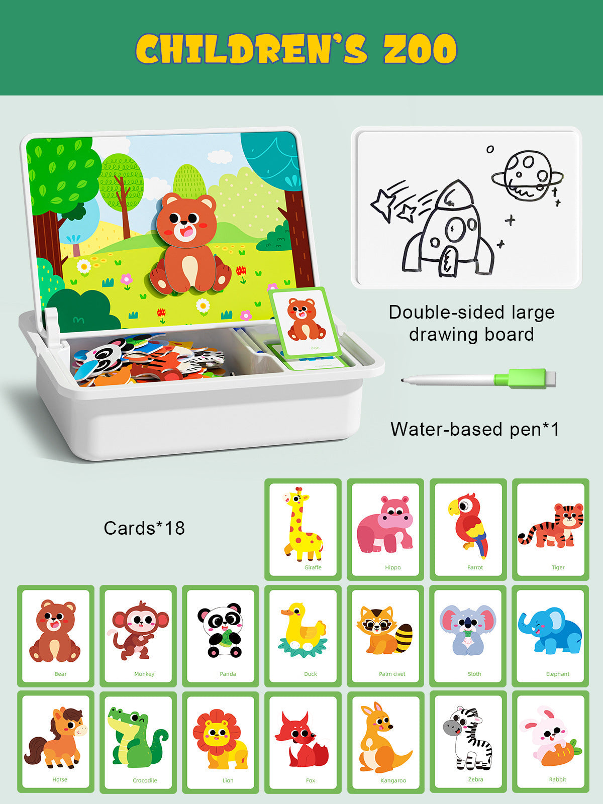 Magnetische puzzels Gezicht aankleden Reisspel Dubbelzijdig Educatief speelgoed voor kleuter