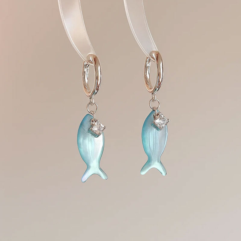Blauwe vis oorbellen