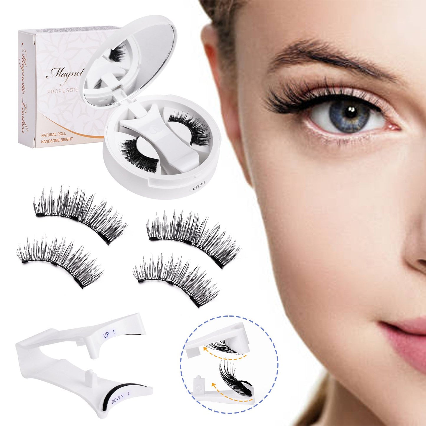 Herbruikbare magnetische wimpers met applicato