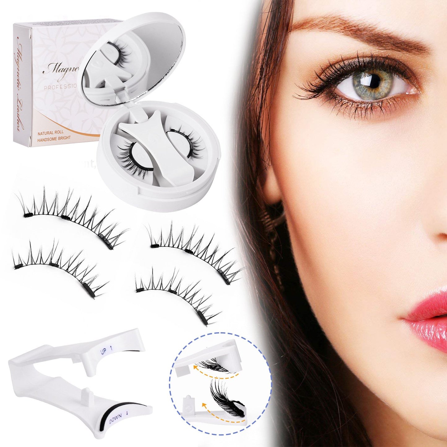 Herbruikbare magnetische wimpers met applicato