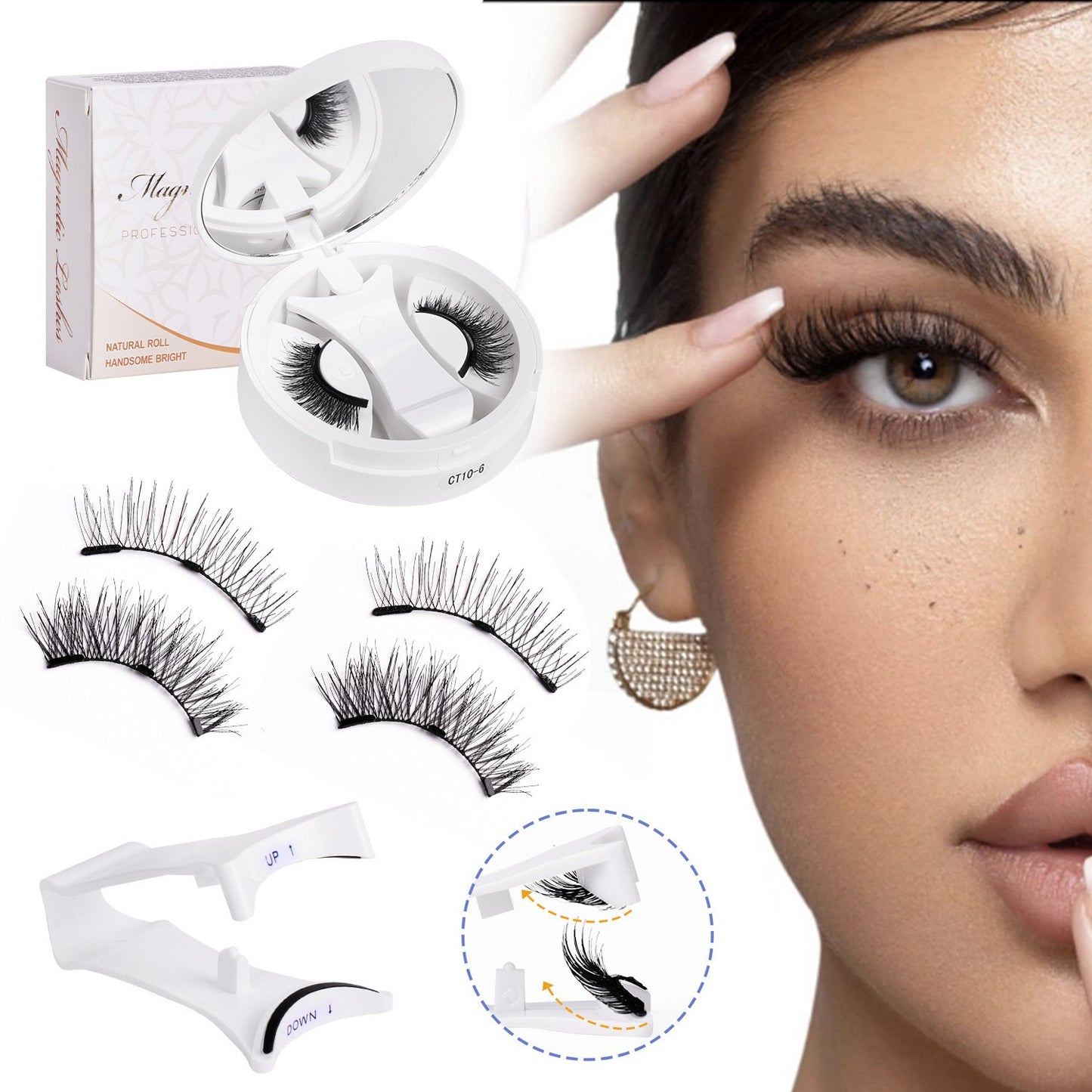 Herbruikbare magnetische wimpers met applicato
