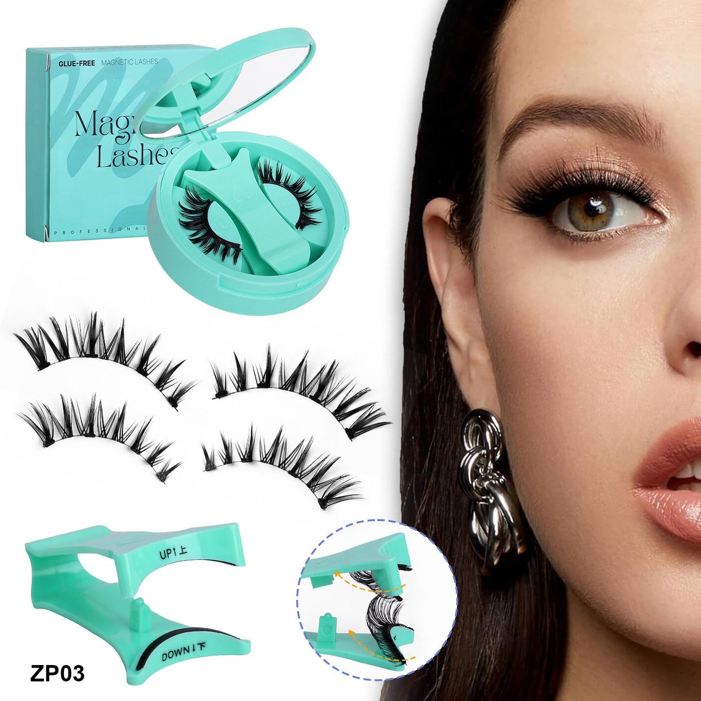 Herbruikbare magnetische wimpers met applicato