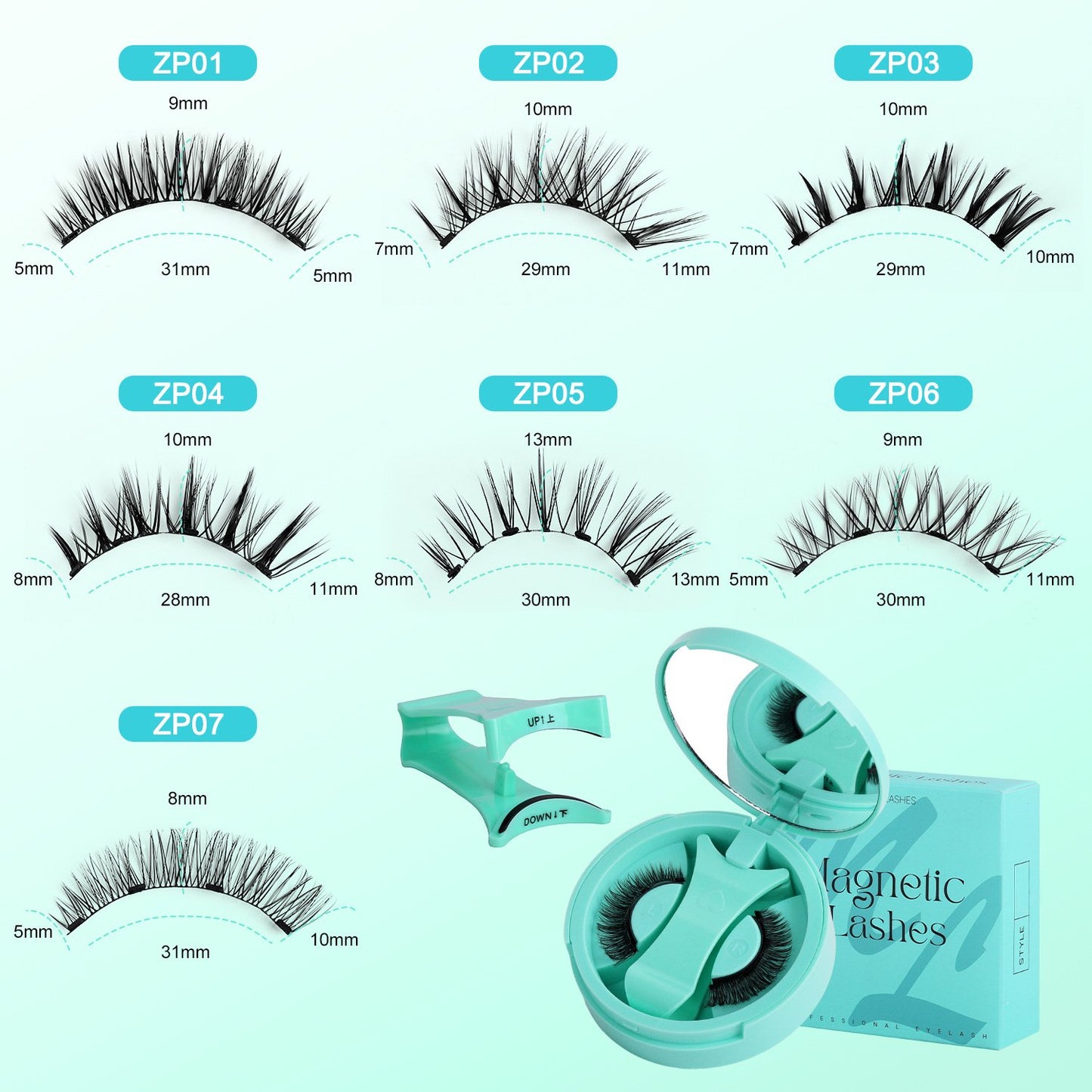Herbruikbare magnetische wimpers met applicato