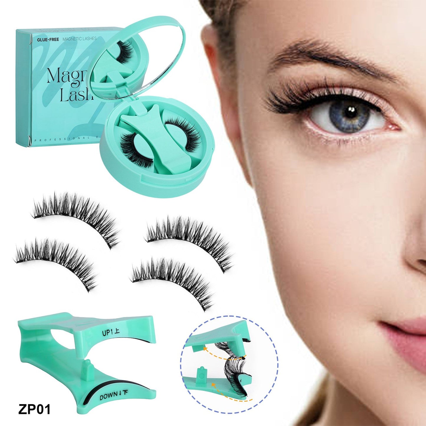 Herbruikbare magnetische wimpers met applicato
