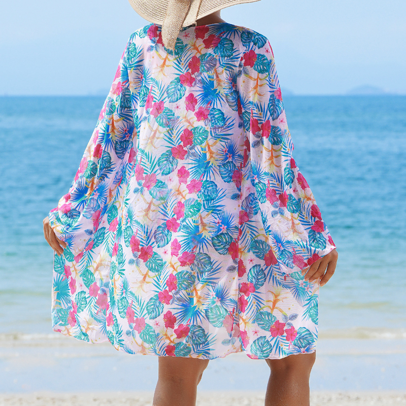 Modieus, meerkleurig 3-delig bikini-zwempak voor dames met print/Modieus meerkleurig bedrukt 3-delig bikinibadpak voor vrouwen