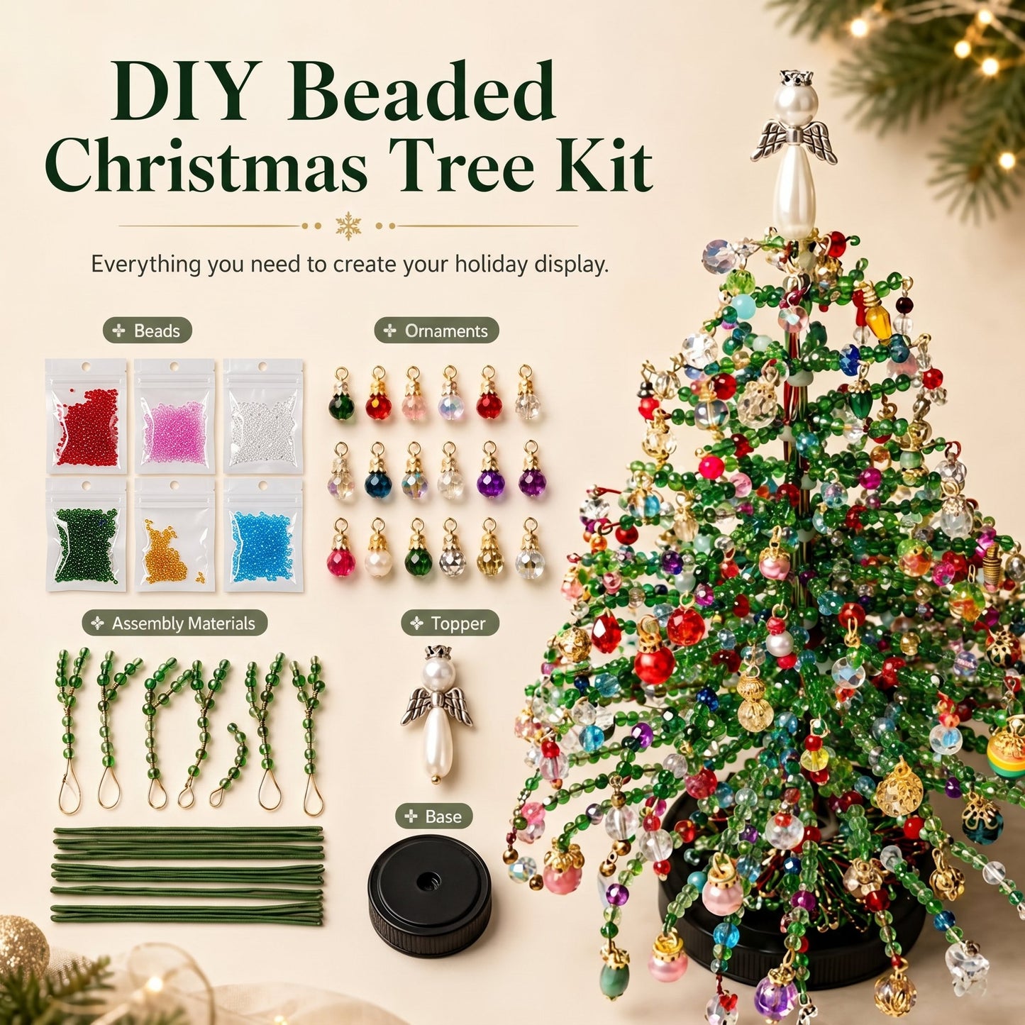 🎄✨ DIY-juletresett med perler 🎅Lag din egen glitrende juledekorasjon