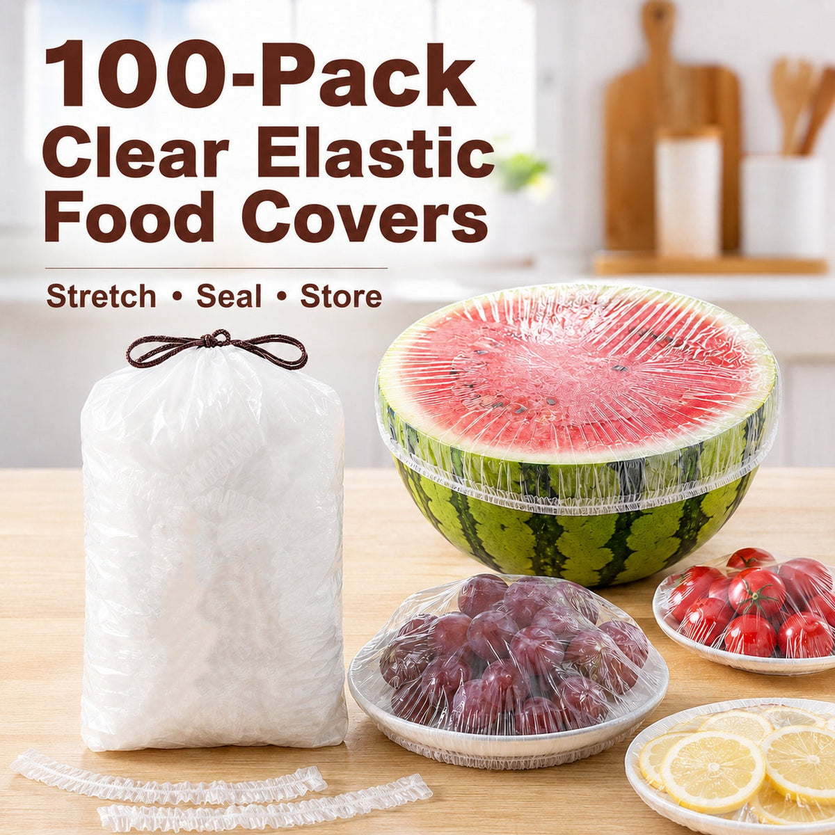 ⏳50 % rabatt i en begrenset periode! 🔥100-pakning med elastiske engangslokk til boller og tallerkener