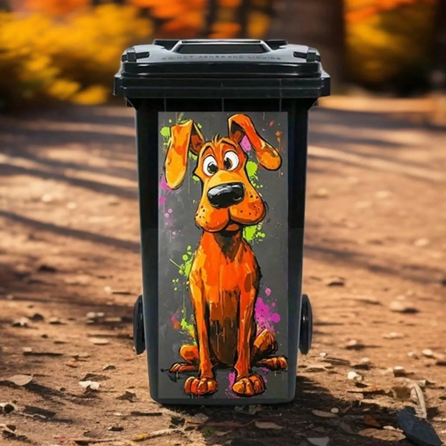 🦒🐯Kreativt søppelbøtteklistremerke med fargerik tegneserie✨