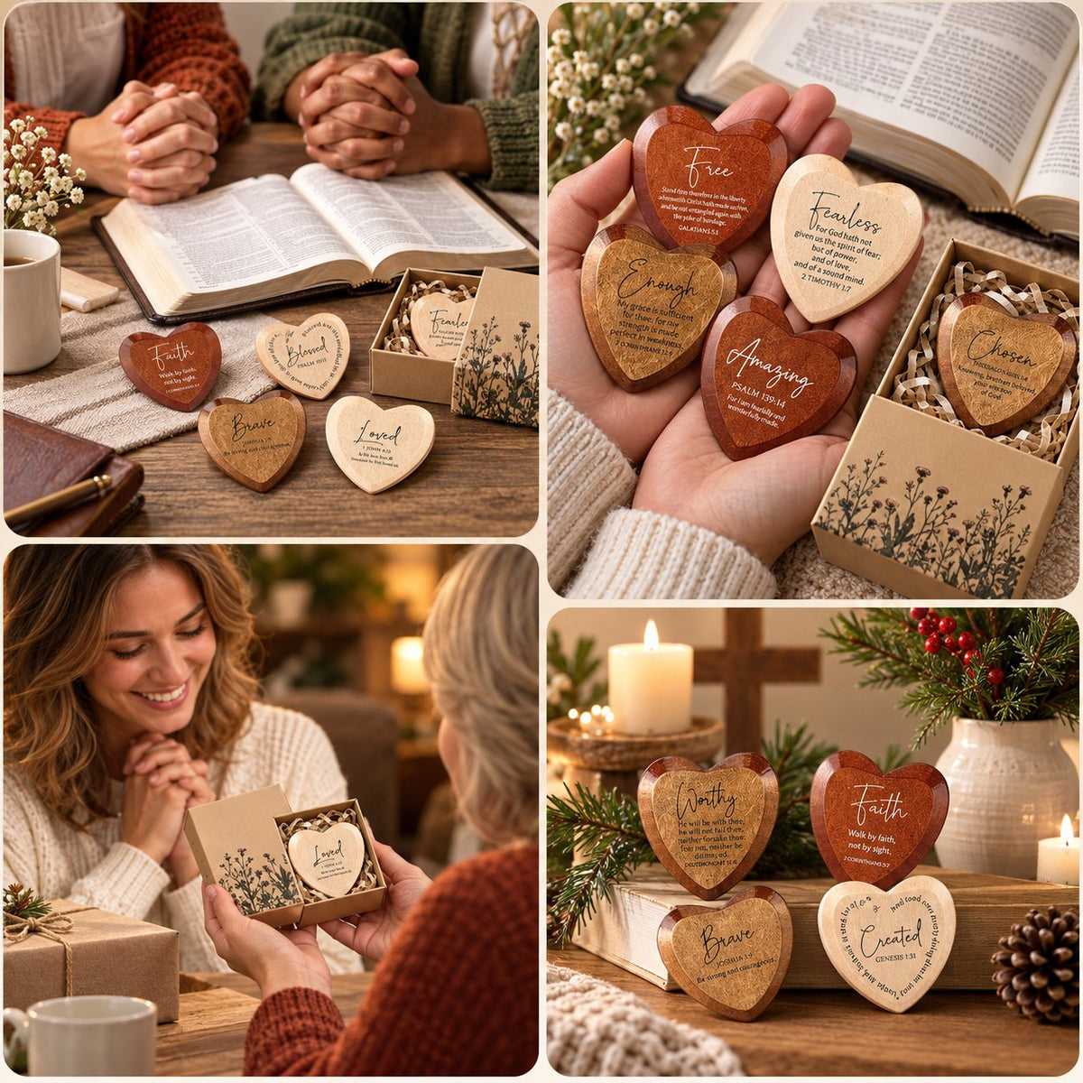 ✝️🎁 Kristen gavepakke med hjerteformede lommekort (12-pakning)