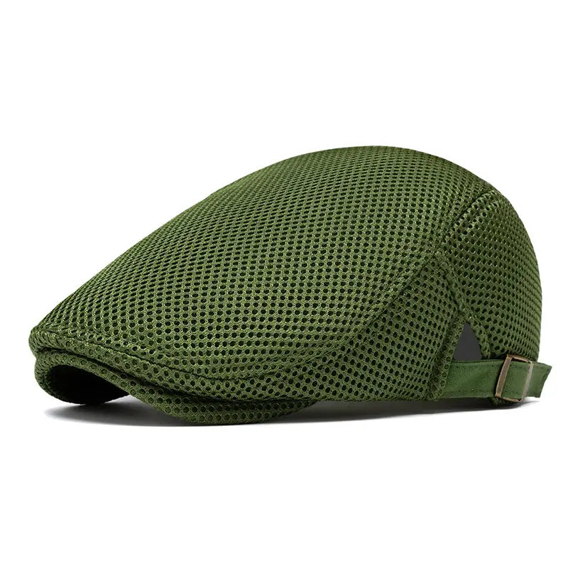 🧢Pustende nettinghatt for menn – Justerbar sommerhatt i avisbukse med eføy-motiv