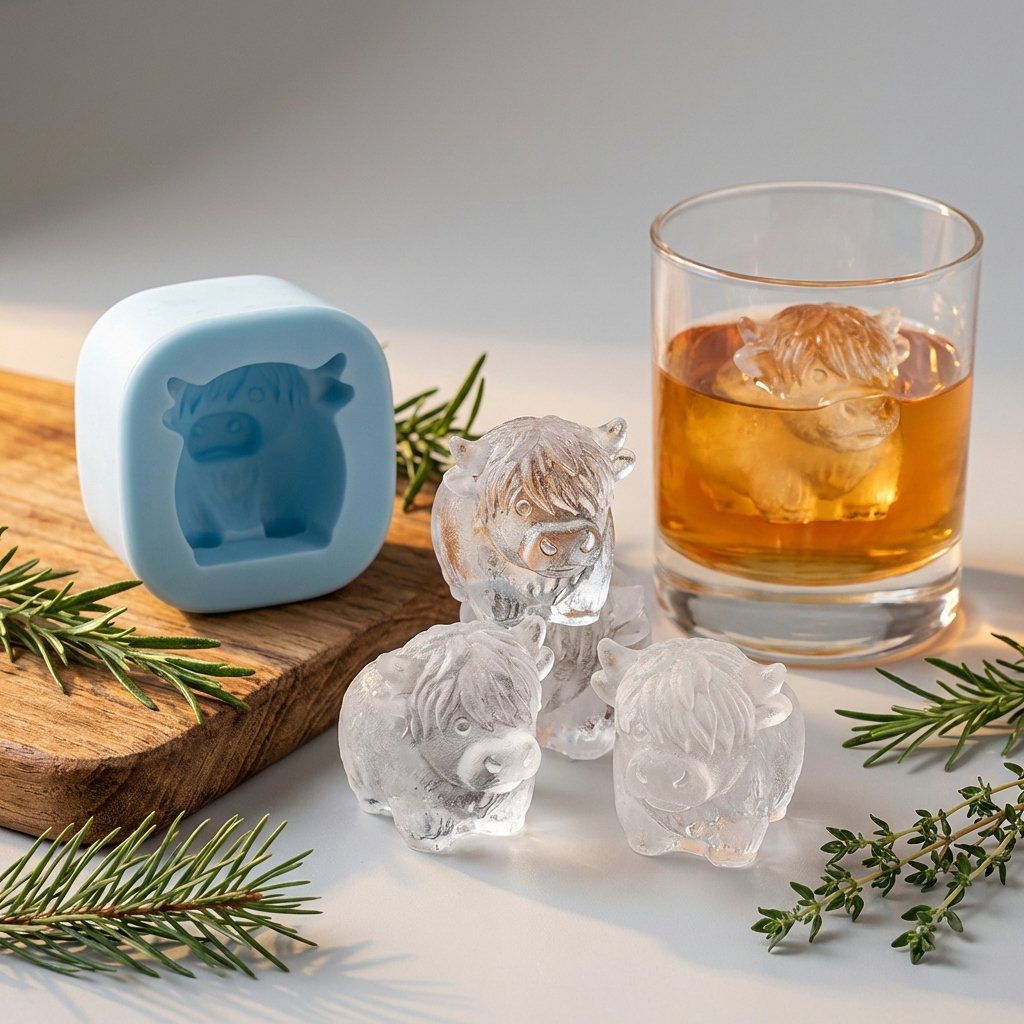 🐮 Mini isbitform av høylandsku – Søt 3D-is til drikke, fester og gaver