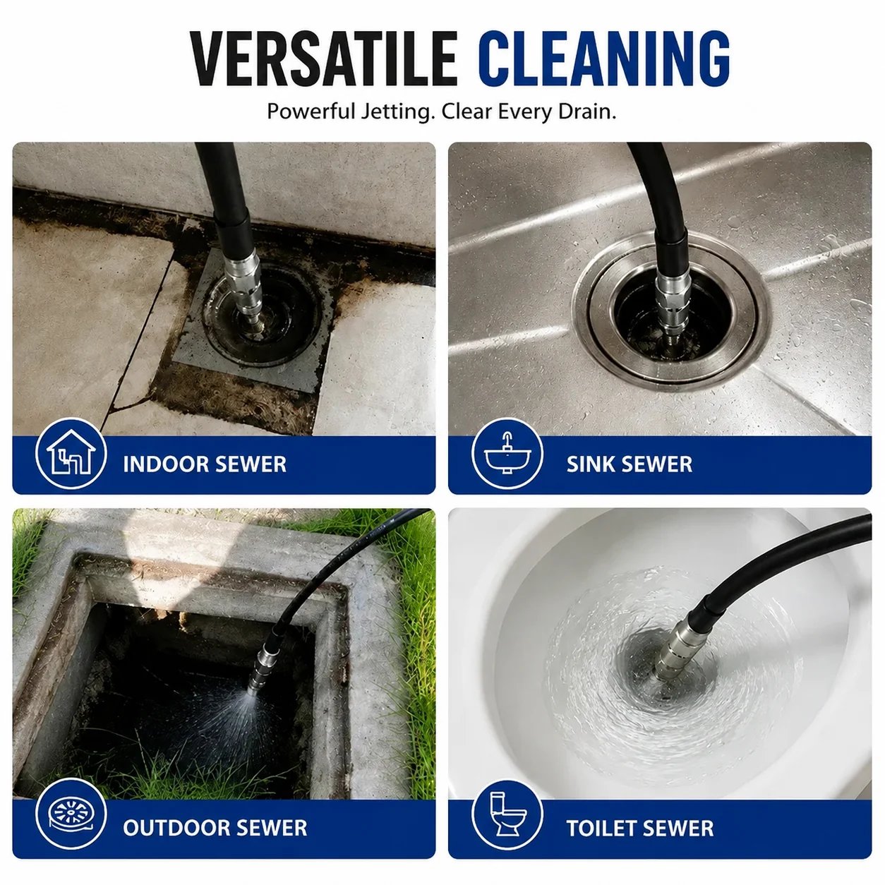 🔥SISTE DAG 49 % RABATT🔥6500 PSI avløpsdyse i rustfritt stål – 1/4" hurtigkobling for avløpsrensing for høytrykksspylere