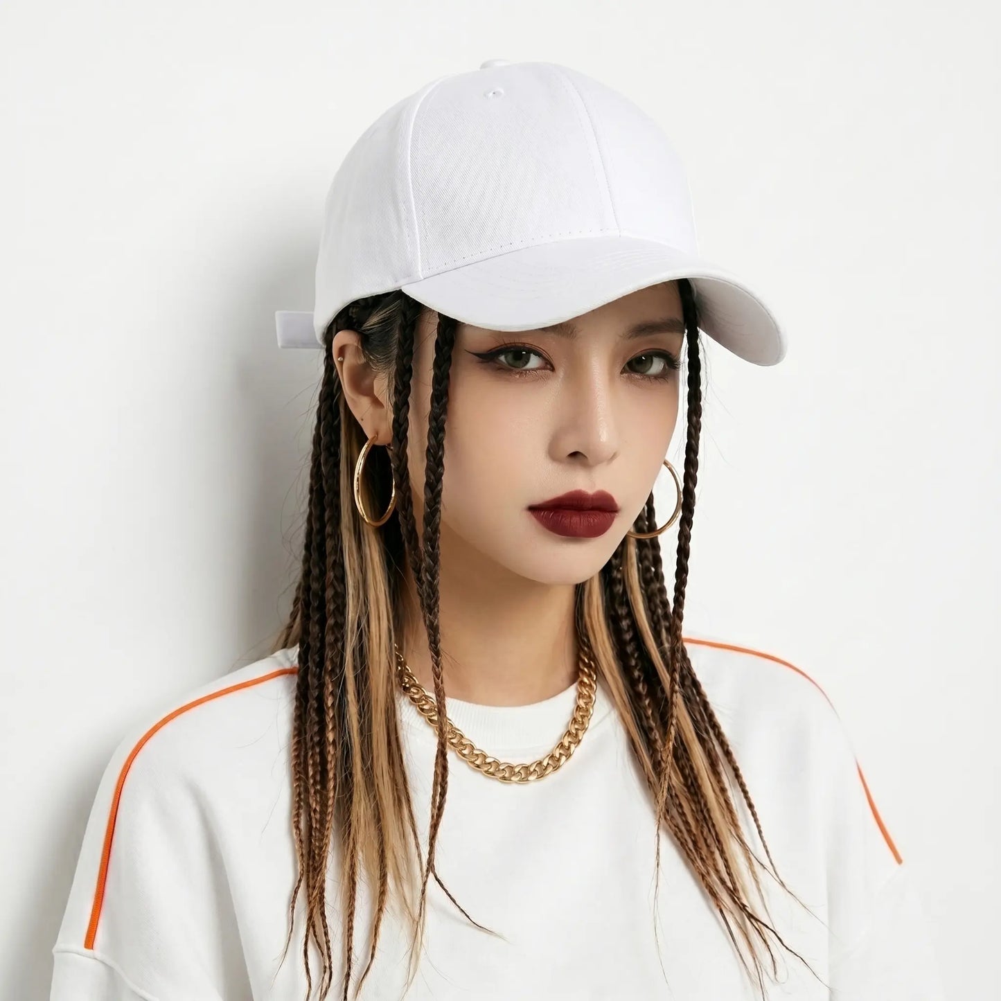 🧢Flettet baseballparykkhette – Trykklås med sikrede dreadlock