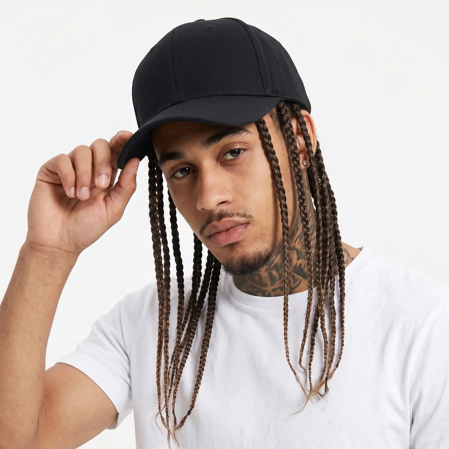 🧢Flettet baseballparykkhette – Trykklås med sikrede dreadlock