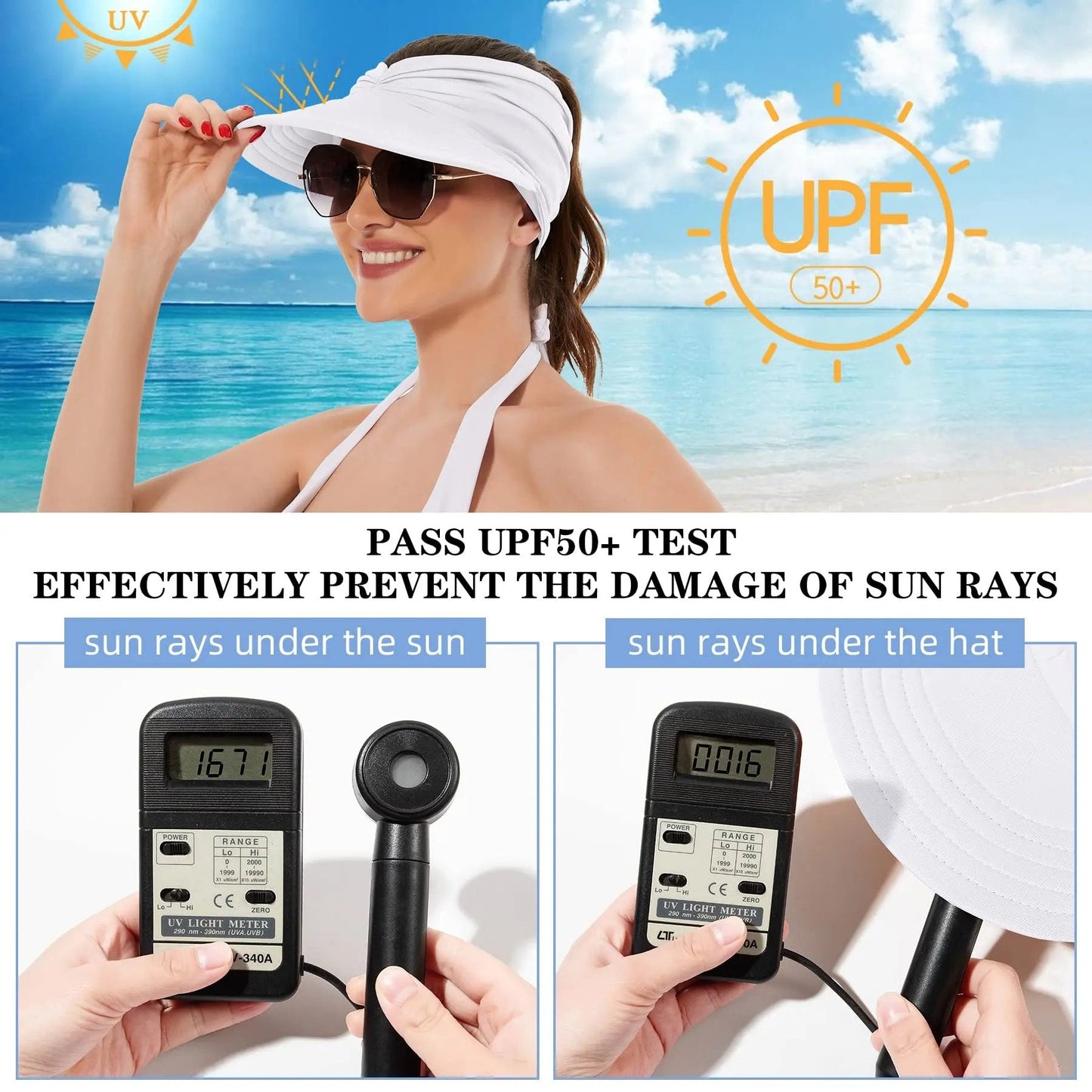 🔥Siste dag med 50 % rabatt – Solskjermhatt for kvinner med UPF 50+ UV-beskyttelse