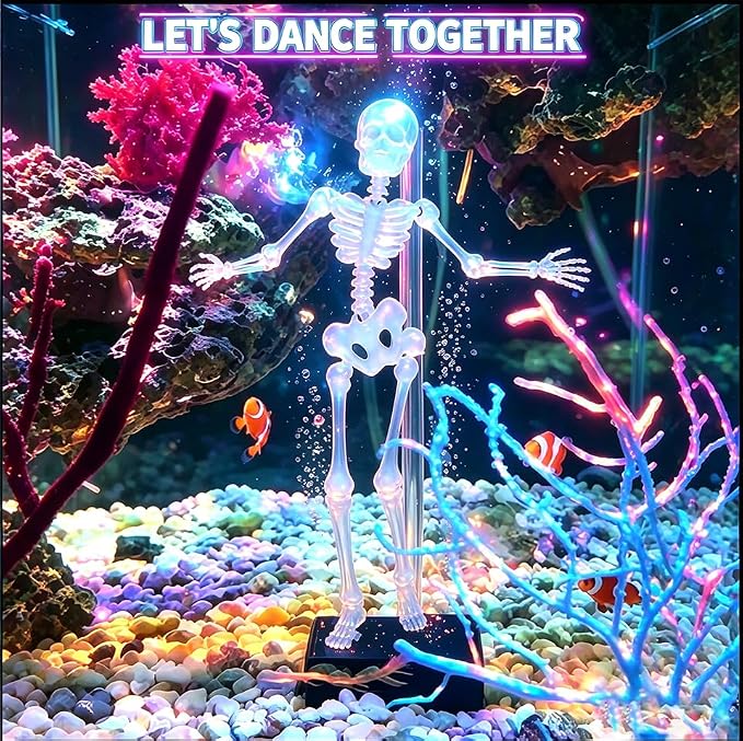 💀🐠Dekorasjon av akvariumsdansende skjelettbobler