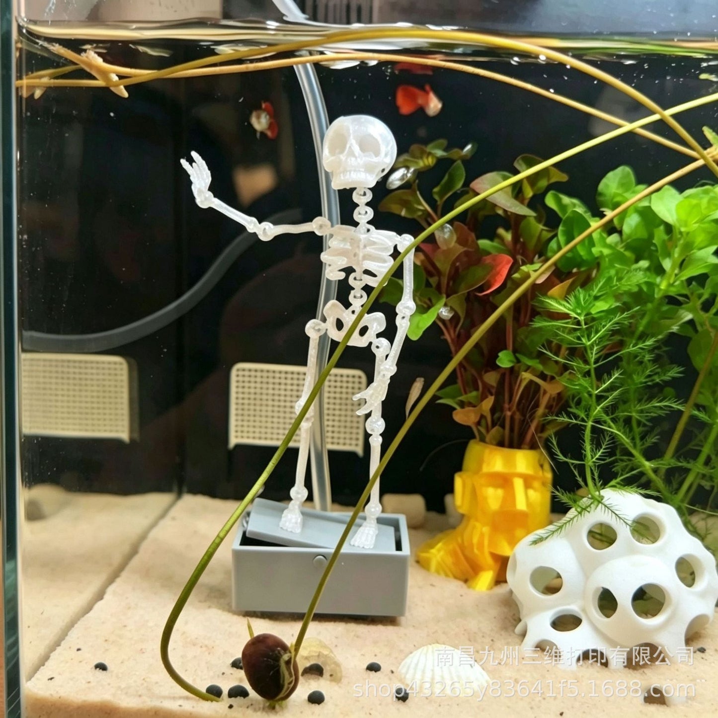 💀🐠Dekorasjon av akvariumsdansende skjelettbobler