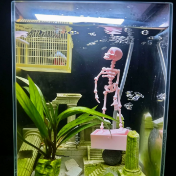 💀🐠Dekorasjon av akvariumsdansende skjelettbobler
