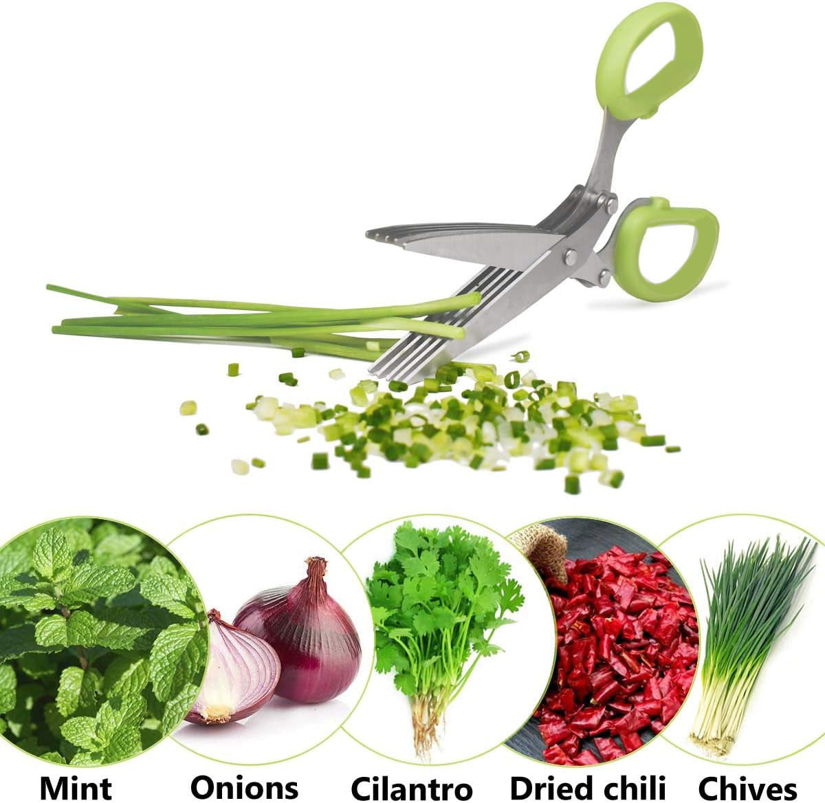 🔥✂️ Flerlags kjøkkensaks i rustfritt stål - grønnsakssaks med 3/5 blad
