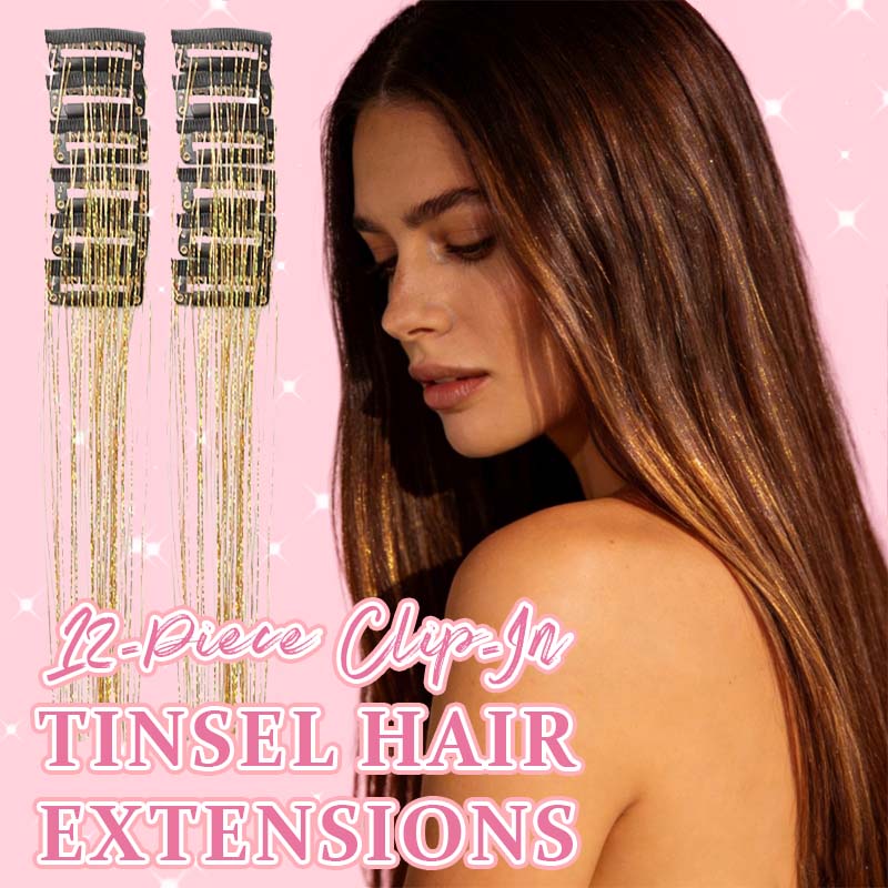 🔥Kjøp 1 få 1 gratis (24 stk)✨12-delers pakke med clip-on hårextensions med glitter – umiddelbar glans! 🦄💖