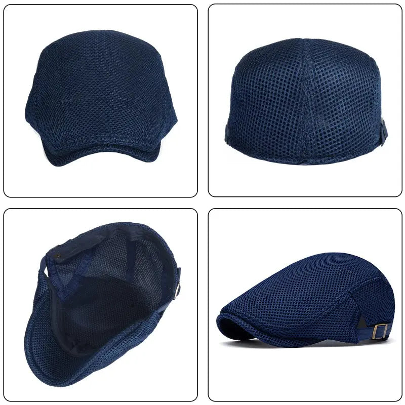 🧢Pustende nettinghatt for menn – Justerbar sommerhatt i avisbukse med eføy-motiv