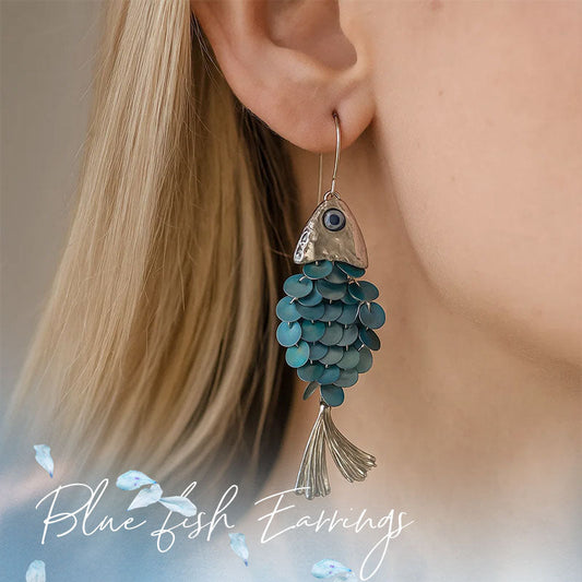 Blauwe vis oorbellen
