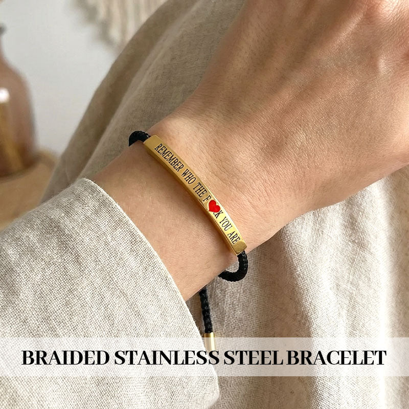 ✨📿 Vevd armbånd i rustfritt stål – motiverende og inspirerende armbånd med avtakbart trykk! ✨🦾