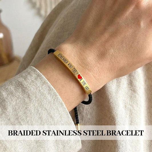 ✨📿 Vevd armbånd i rustfritt stål – motiverende og inspirerende armbånd med avtakbart trykk! ✨🦾