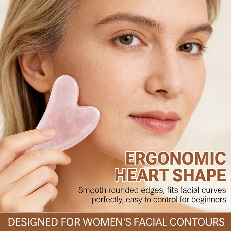 💖Hjerteformet Gua Sha-massasjeapparat med naturlig krystall – Gua Sha-verktøy for hele kroppen for ansikt, nakke og kropp