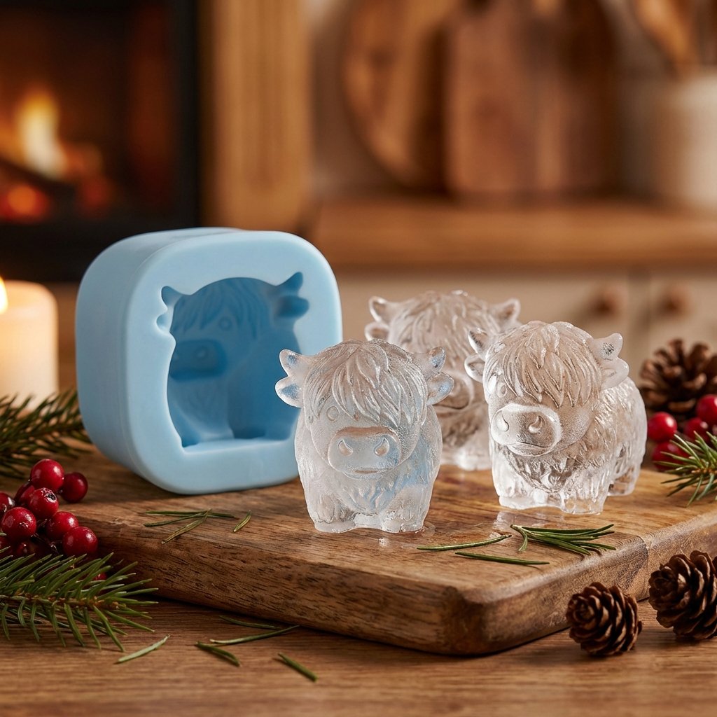 🐮 Mini isbitform av høylandsku – Søt 3D-is til drikke, fester og gaver