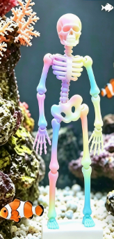 💀🐠Dekorasjon av akvariumsdansende skjelettbobler