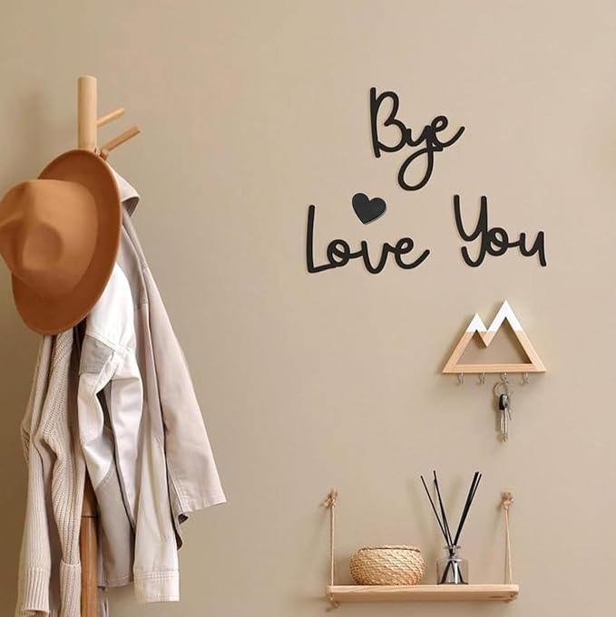"Love you Bye" ✨Veggdekorasjon i tre - Ingen veggskader