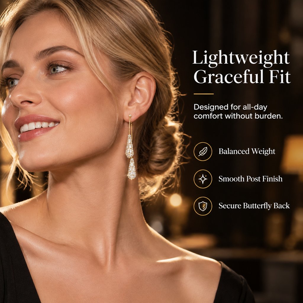💎 Elegante øredobber med zirkonia, dråpeform og dusk – kan brukes på to måter